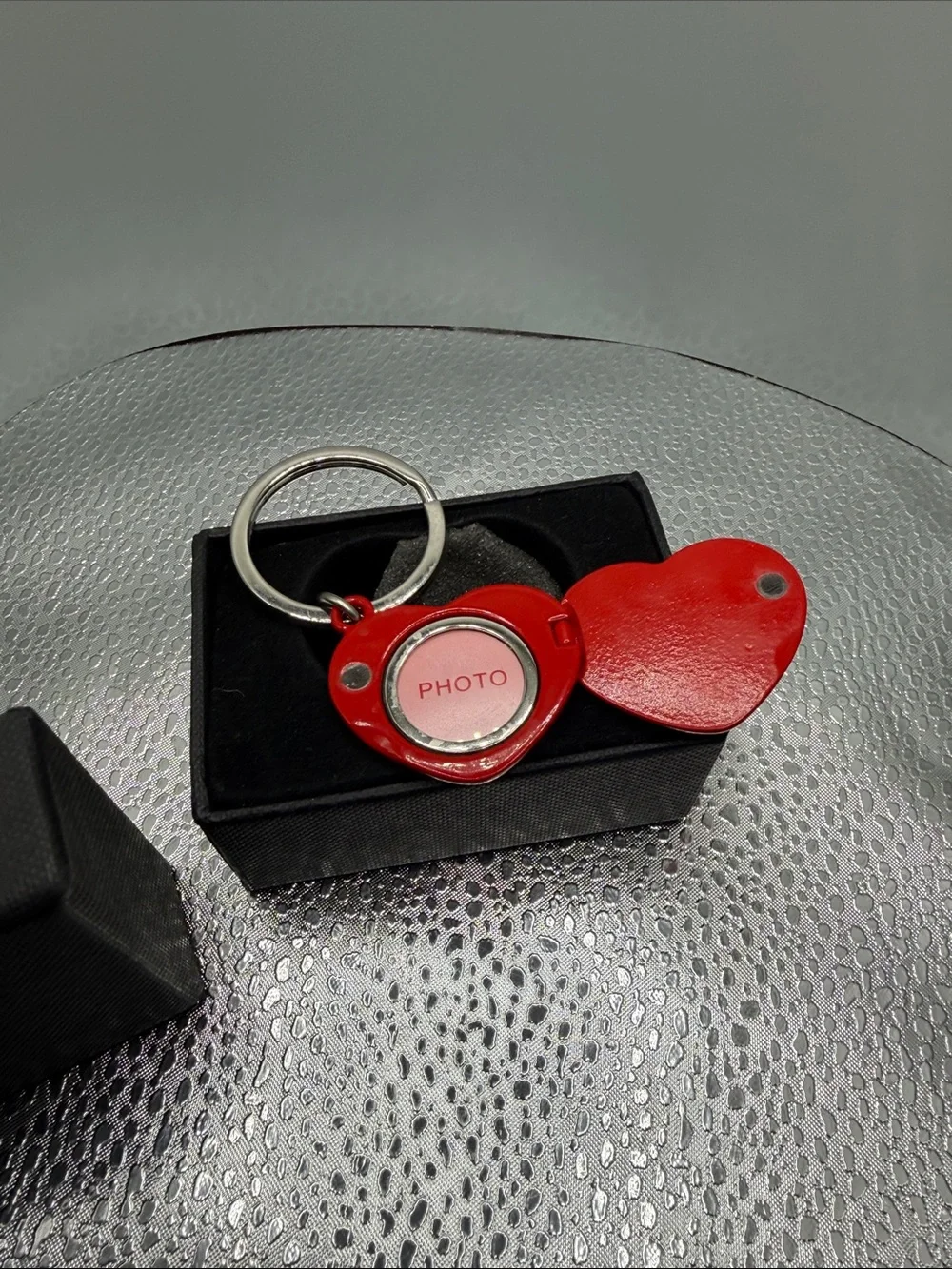 Steelx red heart Photo Keychain